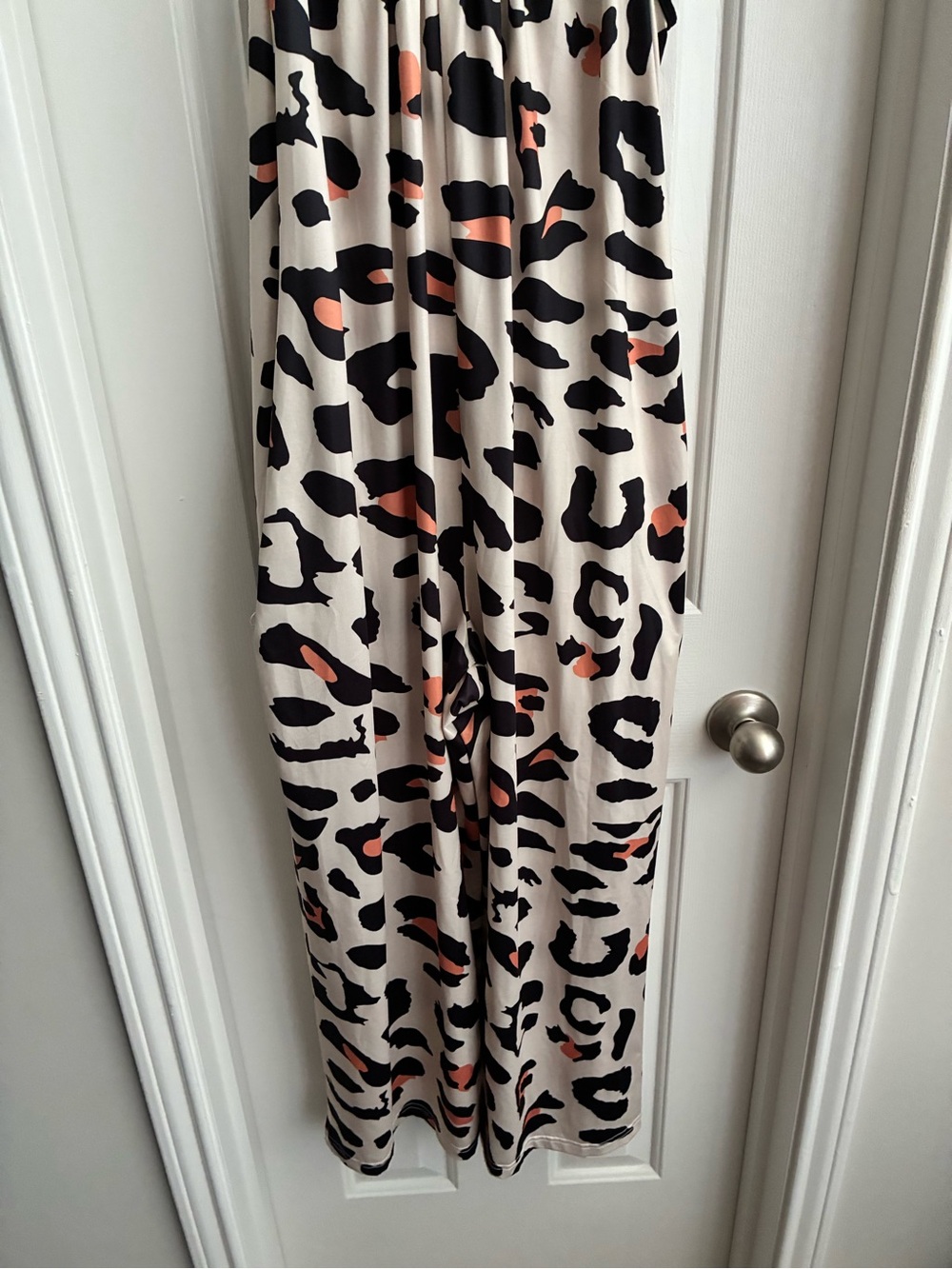 SHEIN Cream Leopard-Print Wide-Leg Jumpsuit with Coral Spots